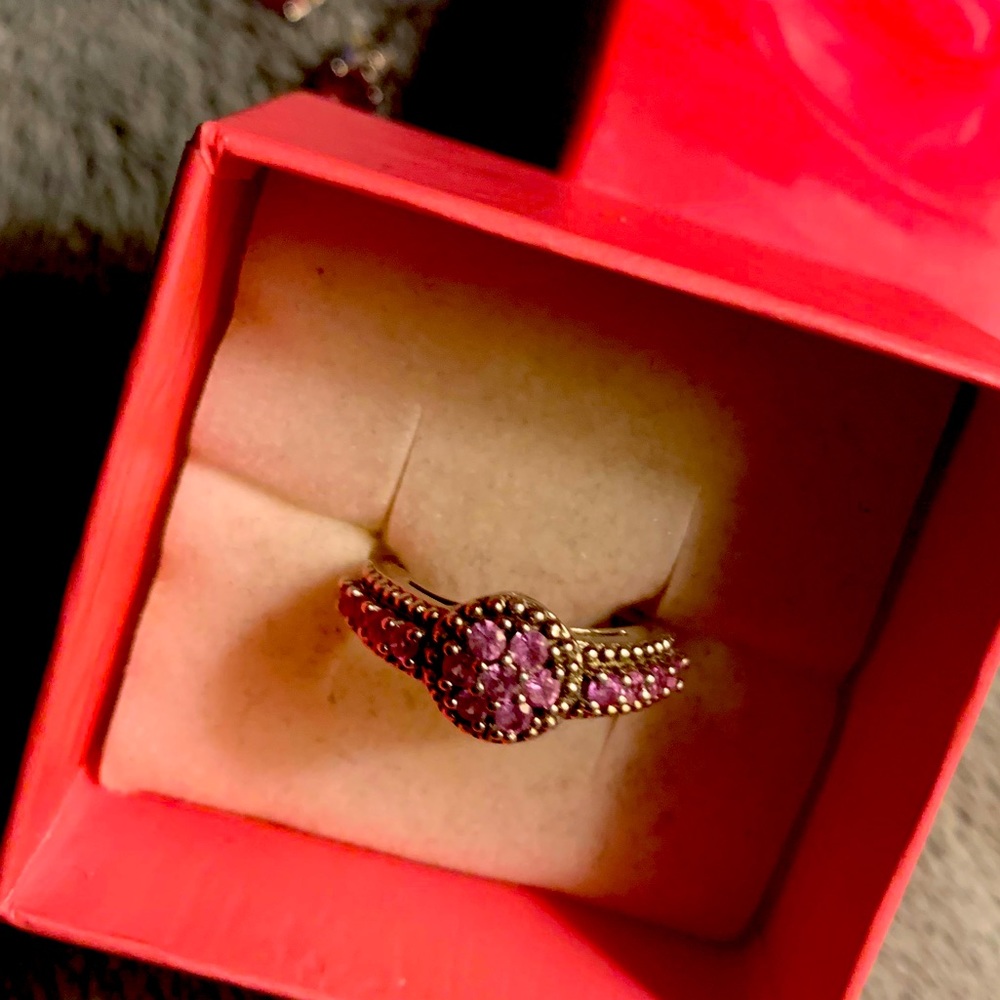 Sterling silver genuine pink sapphire ring